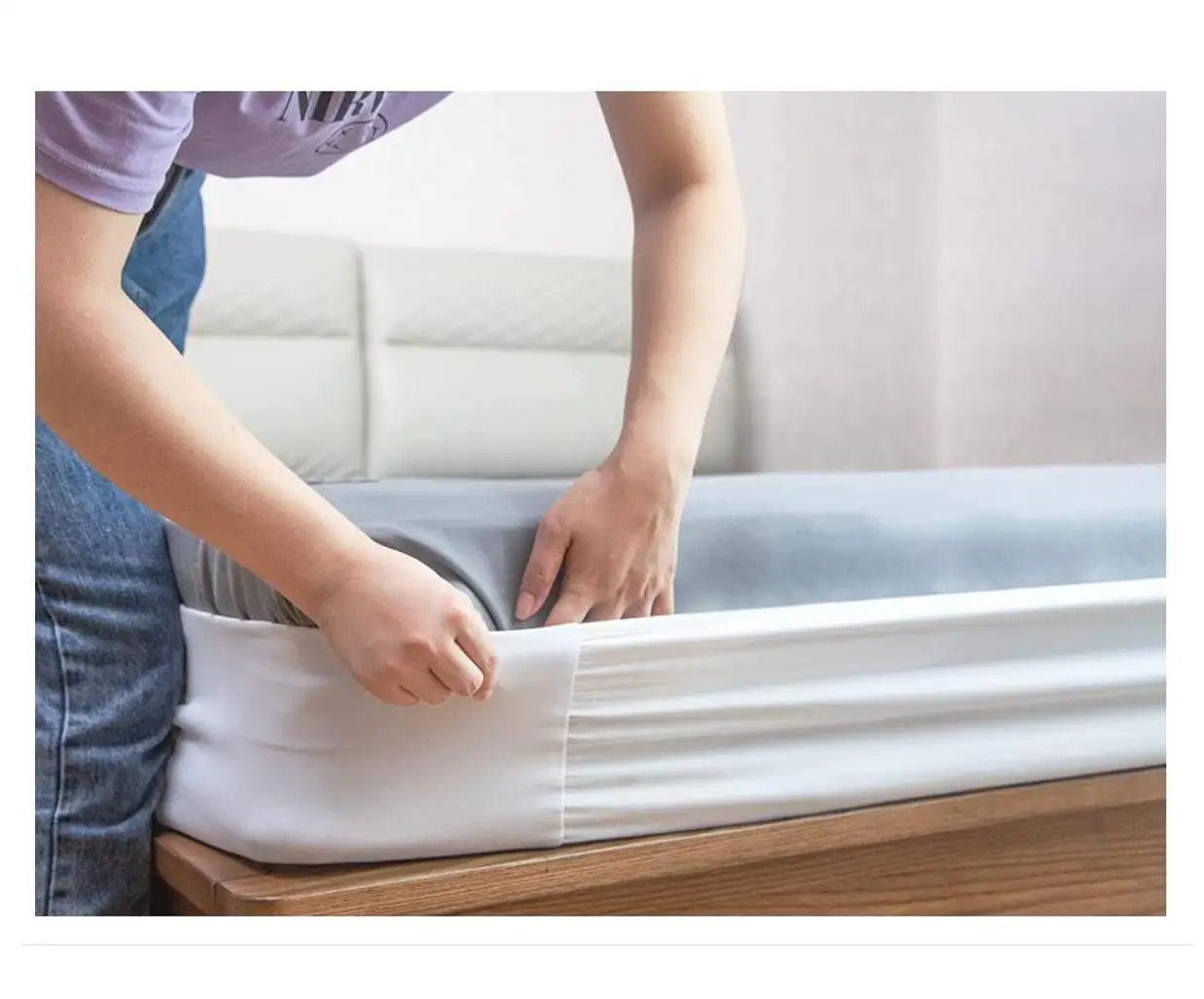 New arrival wide bed sheet strap durable bed headband fitted strap band QUEEN size