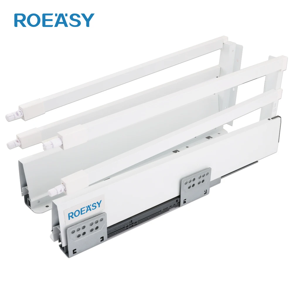 Roeasy Kitchen Drawer Runner System Two Square Bar White Metal Slim Box Drawer Slide Drawer Box