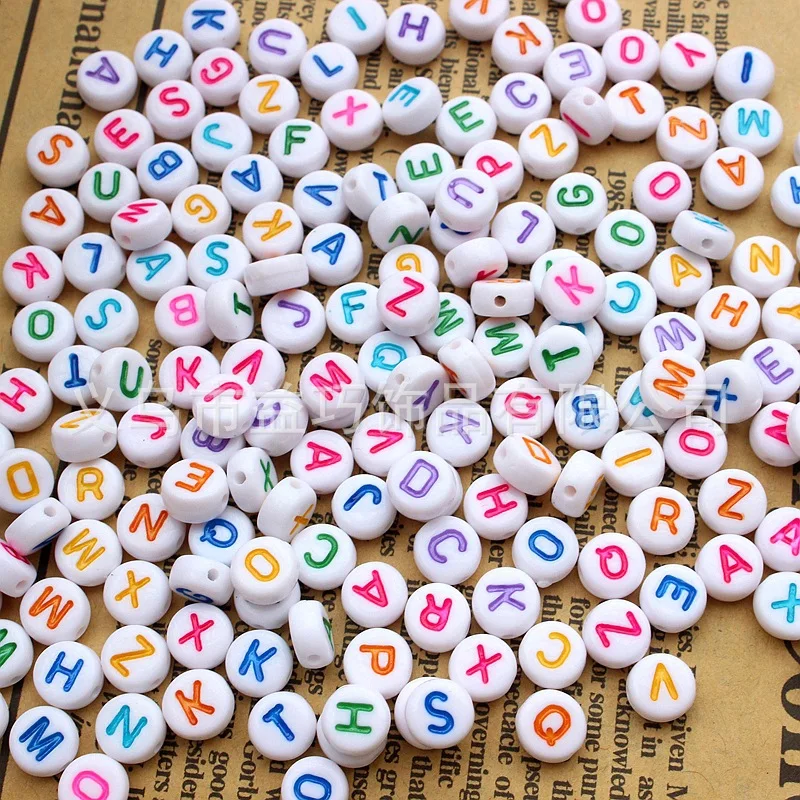Wholesale High Quality 7mm Acrylic Letter Beads Multiple Styles Of English Letter Scattered Beads DIY Jewelry Production