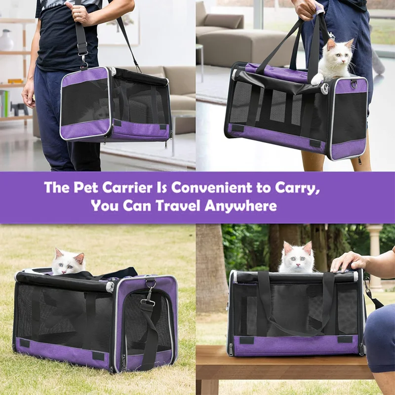 Factory Custom Carrying Bag for  Dog Travel Kennel Ventilated Softside Pet Carrier for  Large Kitty Transport Cage with Cover