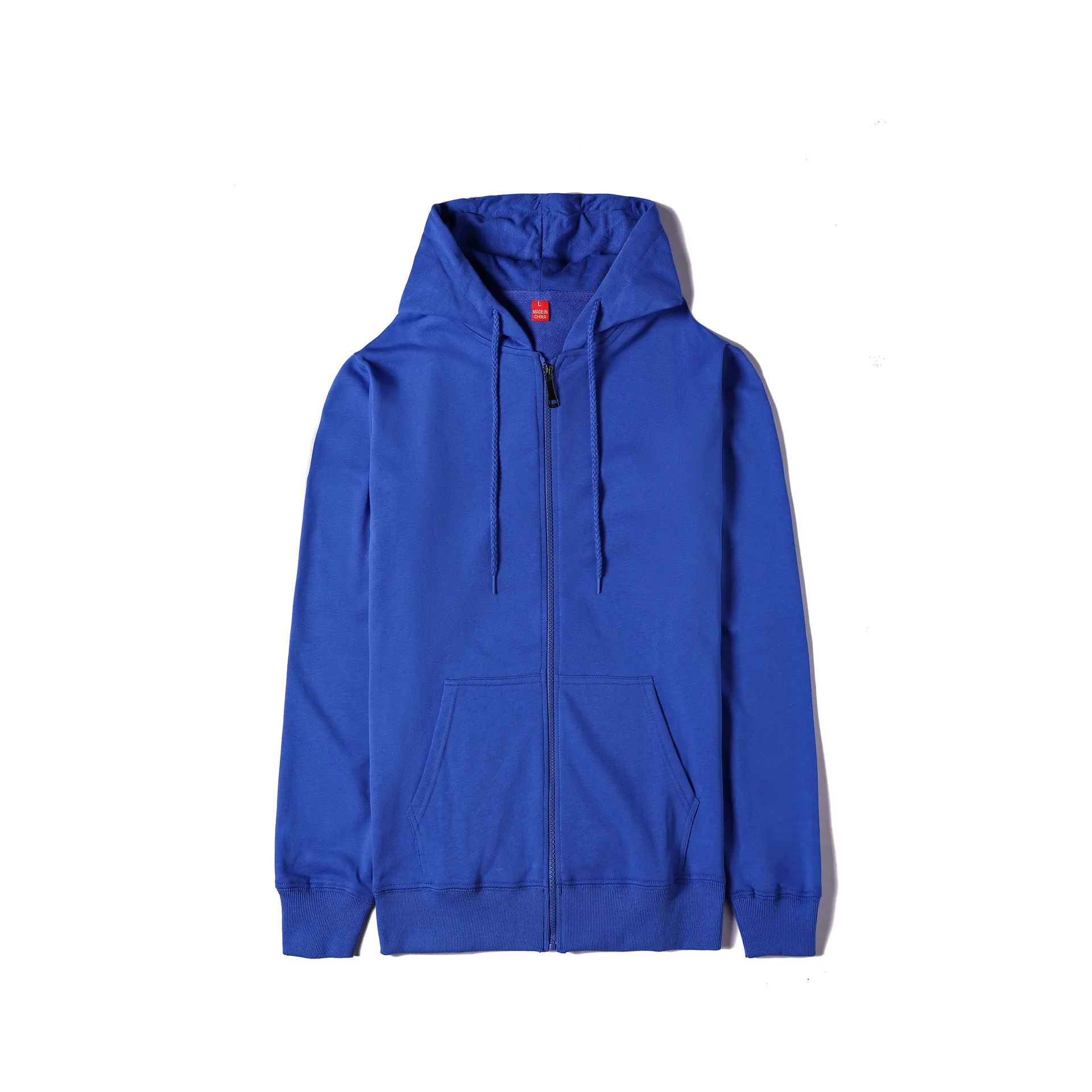 New autumn popular full zip black hoodie men sweater solid color cardigan jacket custom logo