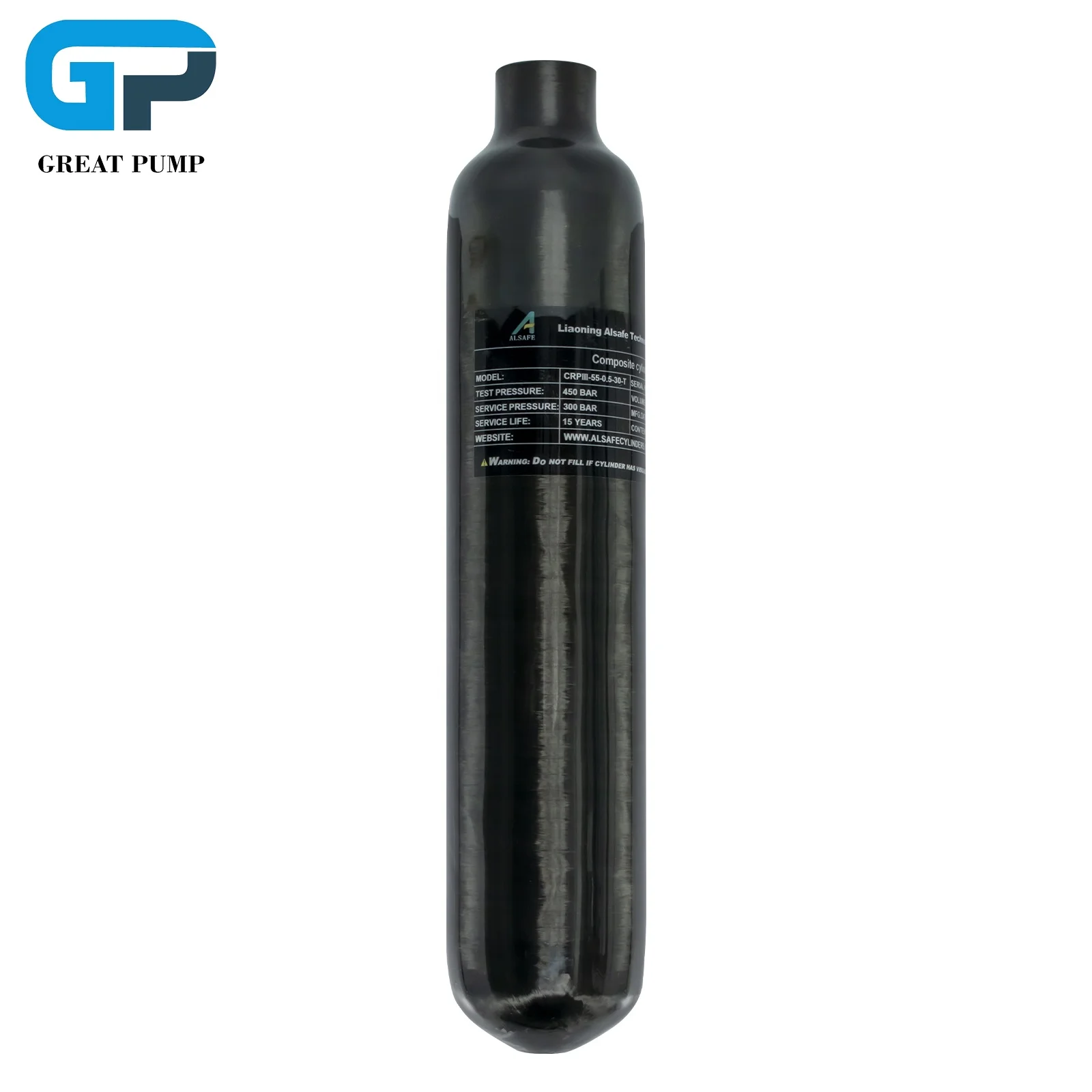 GP Hot Selling CE Certificated High Quality 0.5L 500CC 30Mpa 300Bar Underwater PCP Gas Cylinder 300bar 4500psi Carbon Fiber Tank