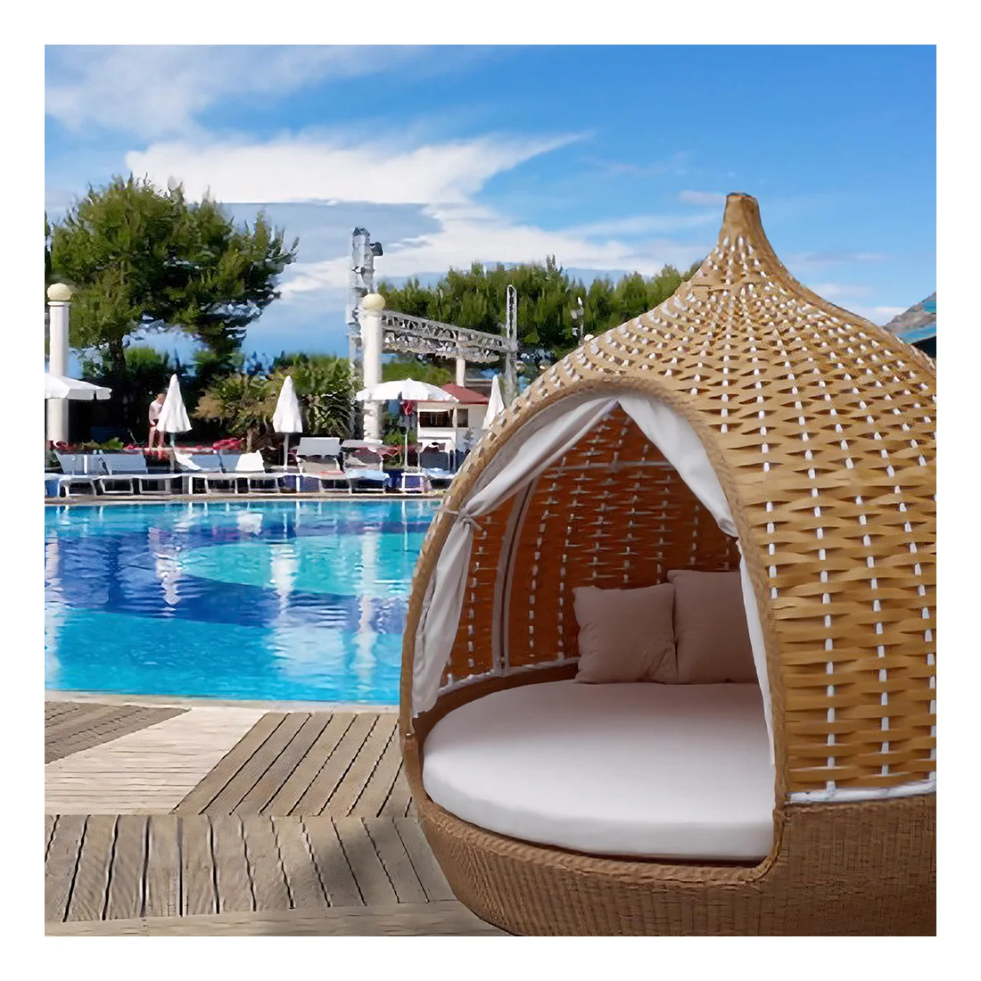 Luxury Outdoor Garden Set PE Rattan Sofa & Outdoor Use Elegant Aluminium Egg Sofa Set Furniture