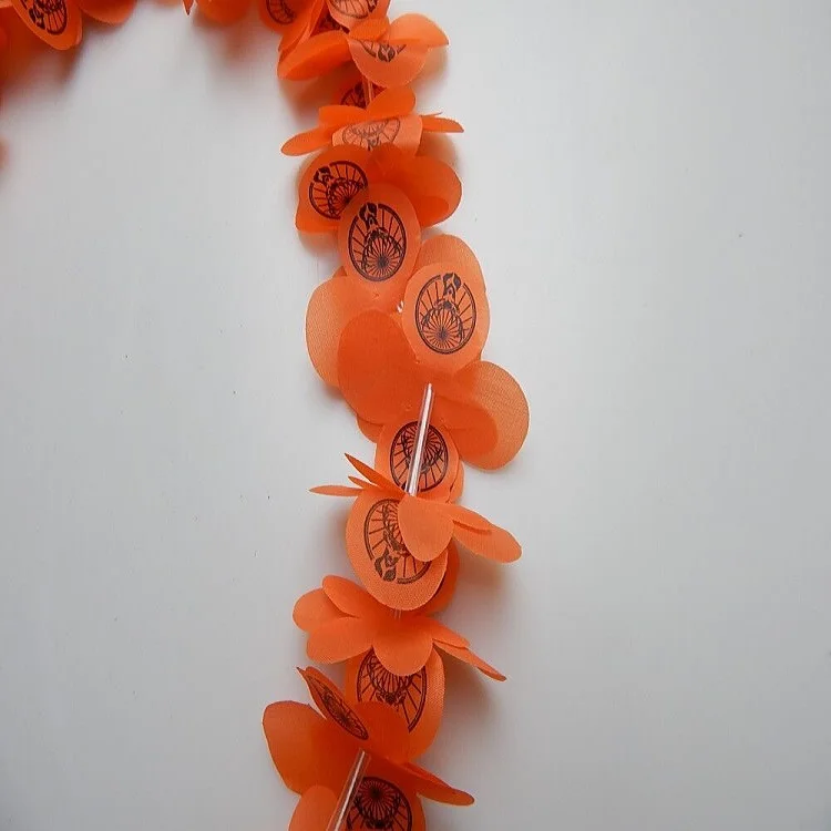 wholesale Customized  Hawaiian Luau Flower lei  Necklace orange jagermeister lei