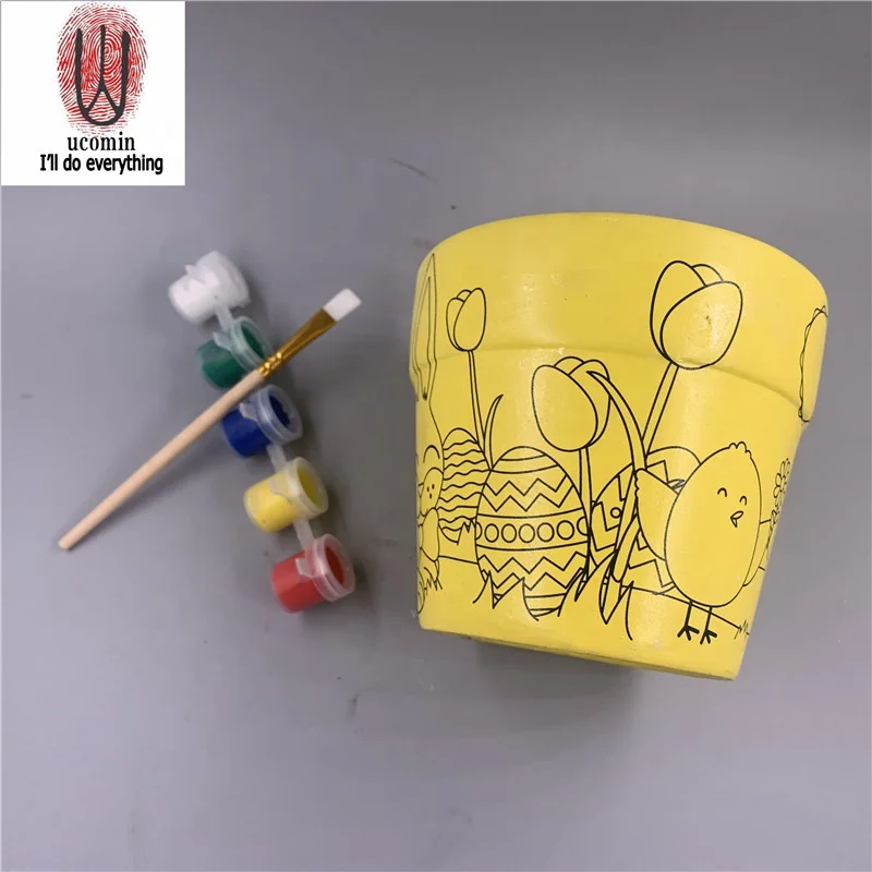 
DIY ceramic baking paint custom ceramic flowerpot vases for growing toys Planting Toy 