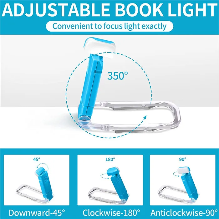 USB Rechargeable LED Book Reading Light Brightness Adjustable LED Clip on Book Light Eye Care Book Lamp for Kids Read Light