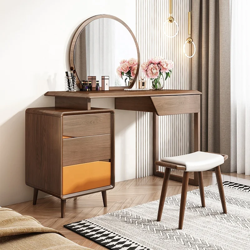 Round Mirrored Storage Master Bedroom Furniture Dressing Table Designs Modern