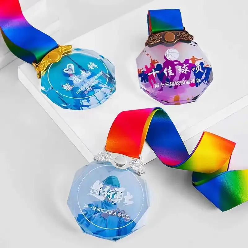 Medal Manufacturers Wholesale Sport Cup Souvenir Glass Crystal Custom Design medal crystal k9 crystal awards medals