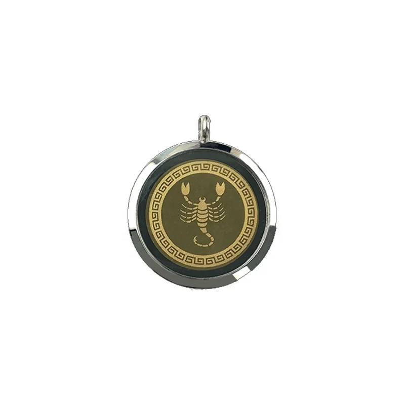 8107 Wholesale Gold Black 12 Zodiac Constellations Sign Jewelry Stainless Steel Mirror Polished Pendant for Necklace Bracelet