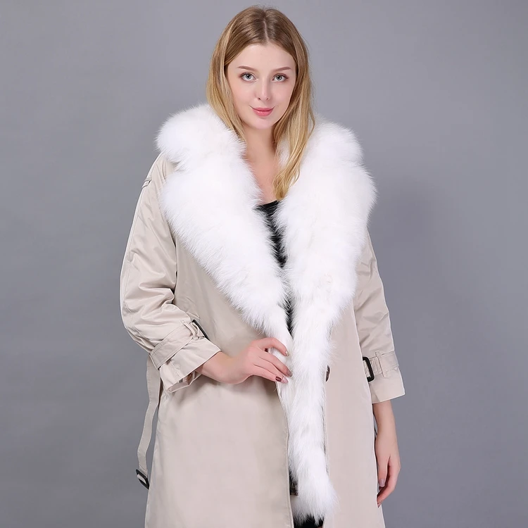 High Quality Fur Winter Parka Thick Warm Womans Winter White Fur Lining Parka Jacket Russian Real Fur Coat