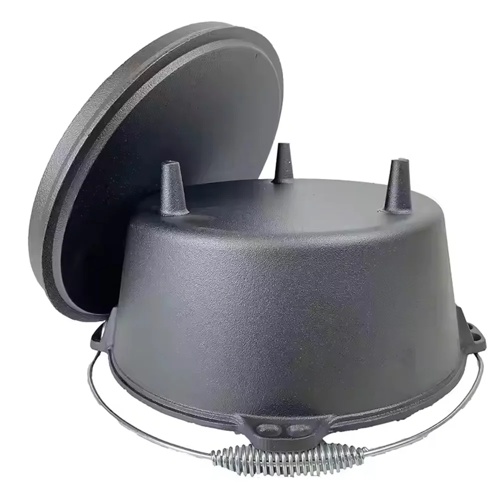 Cast Iron Dutch Oven with Enamel Coating Metal Lid Lifter & Storage Bag for Picnics for Camping