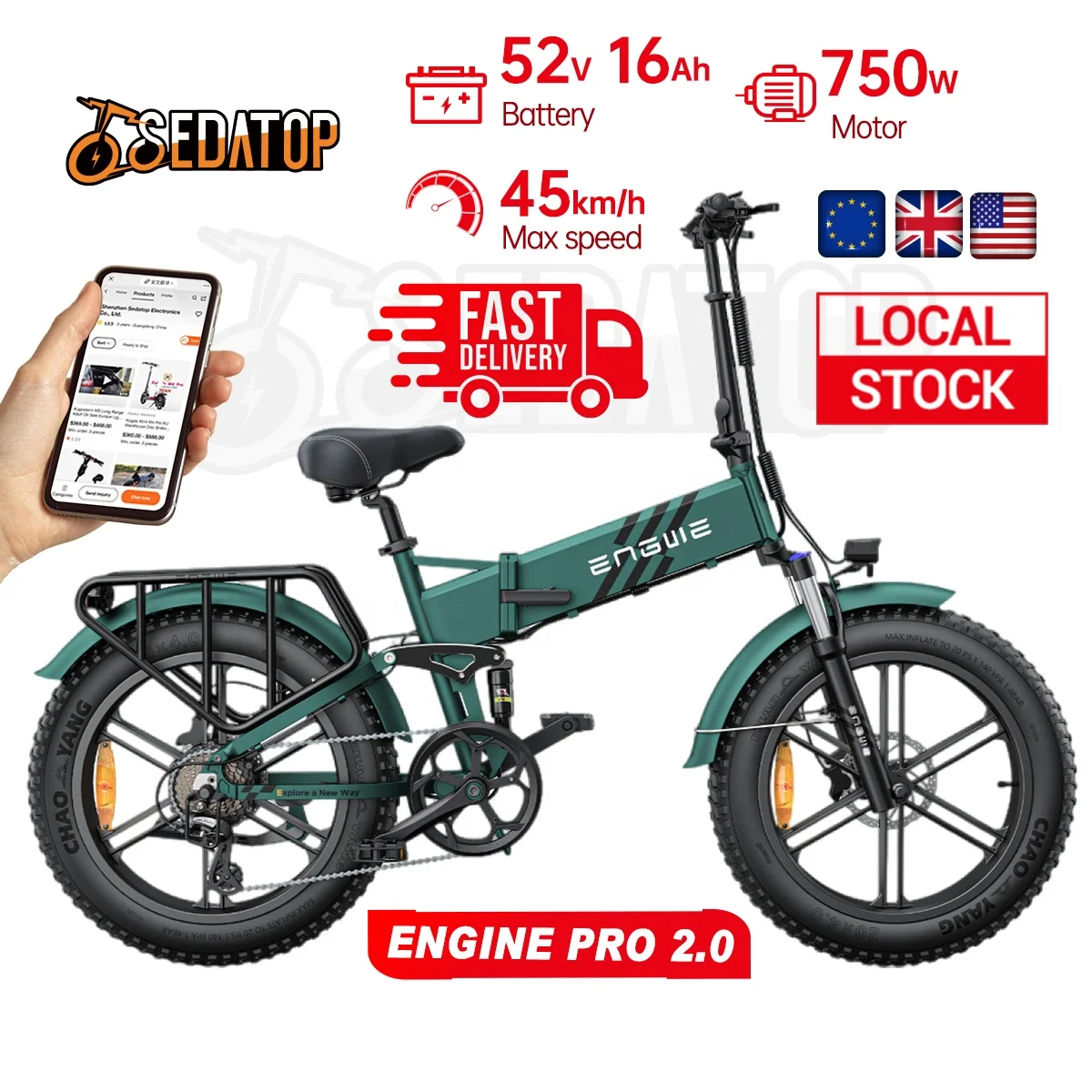 update version 2024 electric bicycle Engwe Engine Pro 2.0 750w bici elettrica Electric Folding Bikes