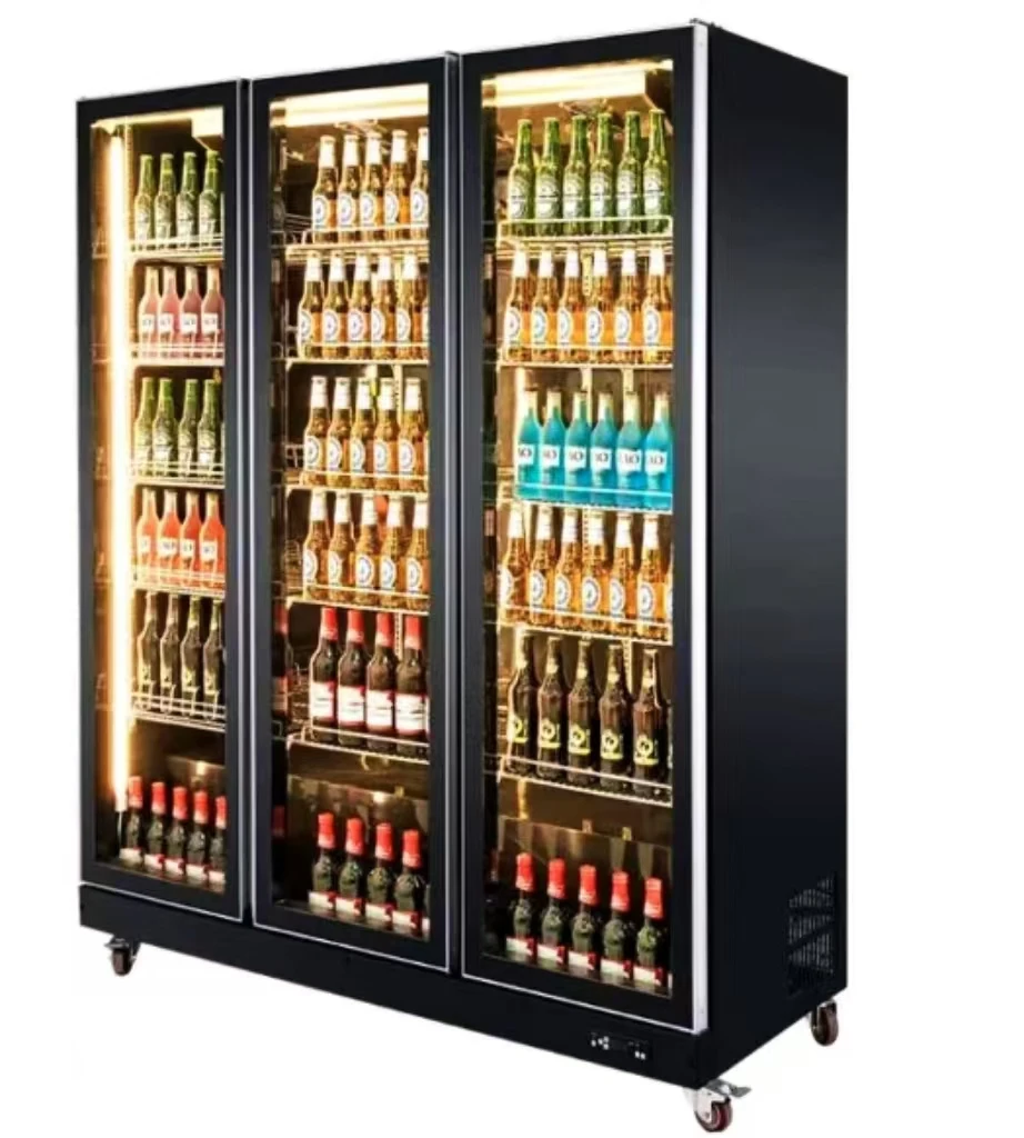 9-Commercial Refrigerator Upright Drink Freezer with Three Glass Doors Single-Temperature Vertical Display Freezer