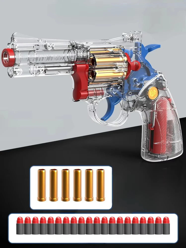 357 Transparent ZP5 Revolver Soft Bullets Pistol Gun Toy EVA Foam Dart Blaster Bullet Guns Shell Ejecting Toy Gun Weapon Model