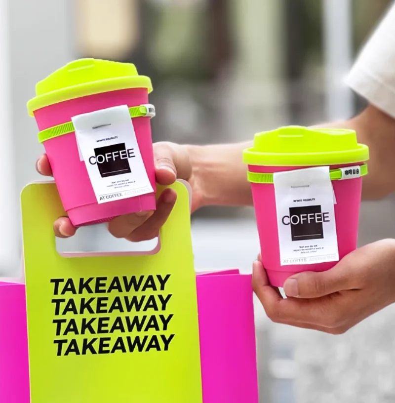 Unique Wholesale Printed Coffee Tea Disposable Takeaway fancy Pink double wall Paper Cup with Lid take away paper coffee cup