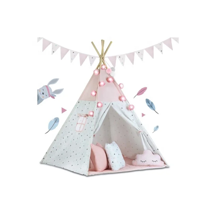 Складной детский игровой домик мягкая игрушка индивидуальный OEM стиль индийский розовый вигвам палатка для продажи