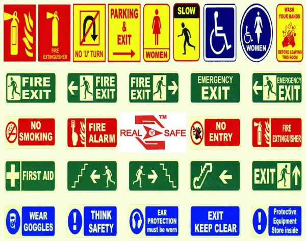 Photoluminescent self adhesive sign luminous exit signs