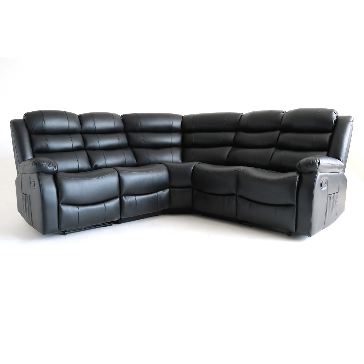 Geeksofa Micro Fabric Sectional 2+1+Corner+2 Six Seat Manual Recliner Motion Sofa Set With Blue Tooth Speaker Living Room Sofa