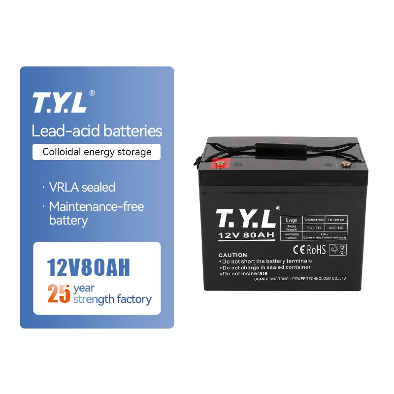 T.Y.L factory supply Maintenance free VRLA lead acid battery 12V 80AH gel-batterie gel battery pakistan for solar home system