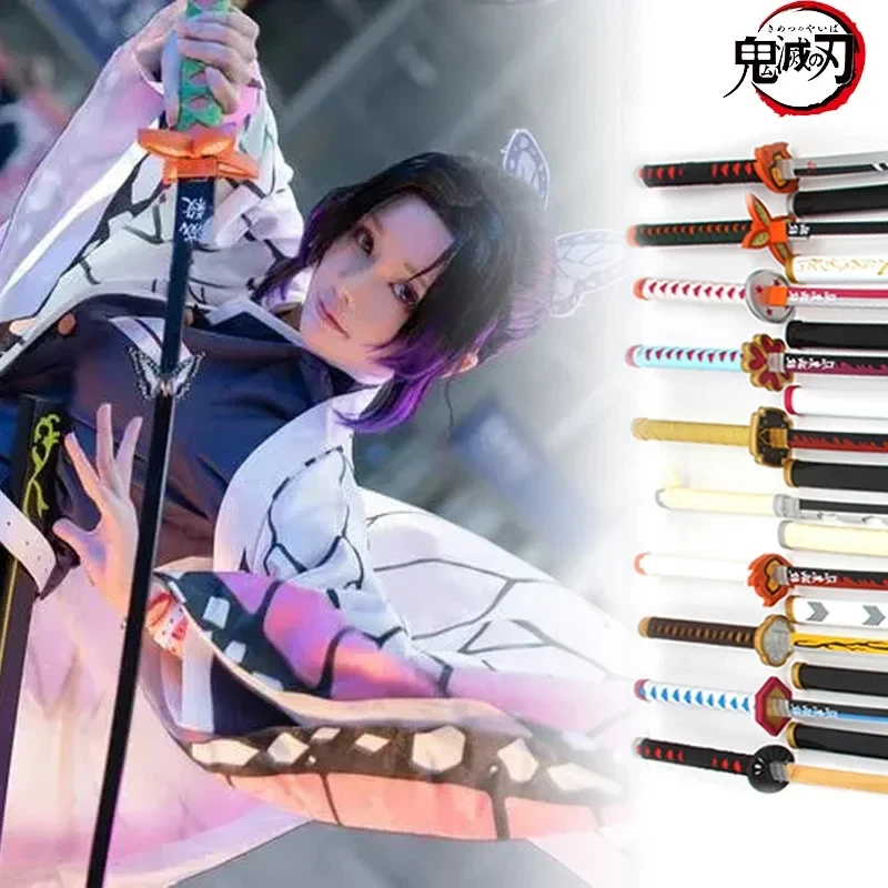 Demon Slayer Katana Swords Anime Cosplay Durable Bamboo Agatsuma Zenitsu Rengoku Kyoujurou Sword Weapon Home Decoration