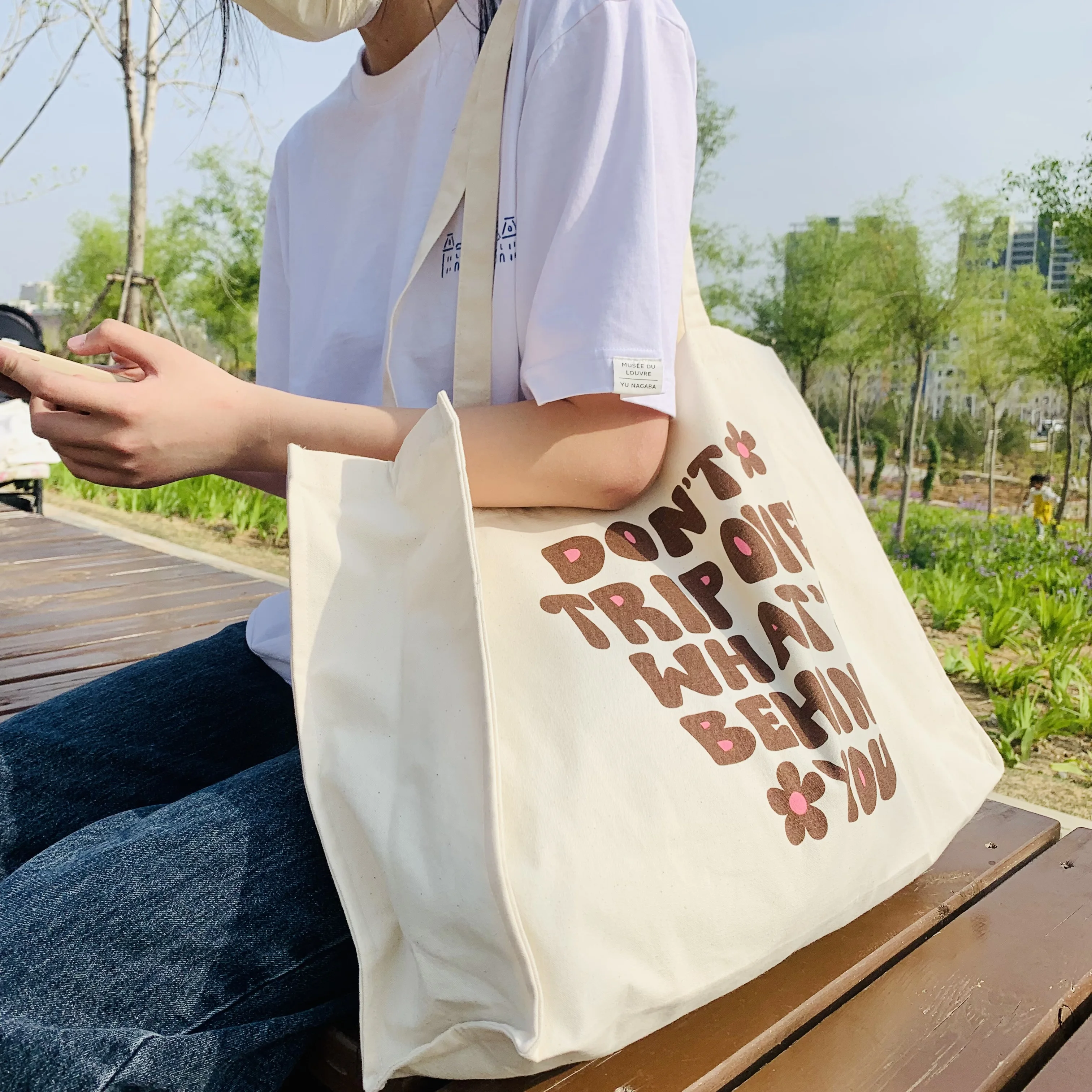 Customized Logo Printed Weekend Shopping Large Capacity Cotton Canvas Active Lifestyle sport Tote Bag