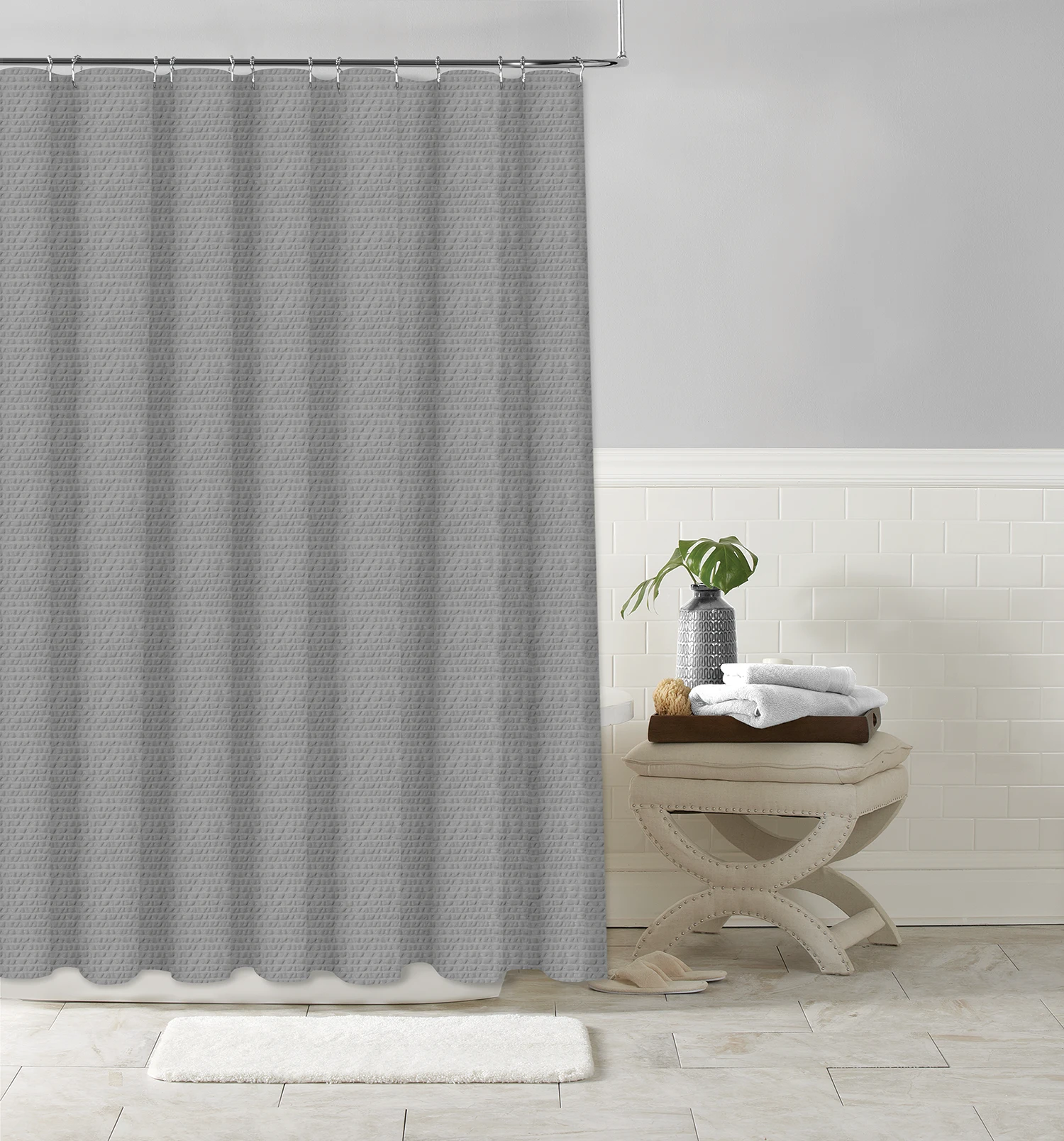 3D Geometric style embossing effect design solid colour shower curtain for hotel bathroom decorative