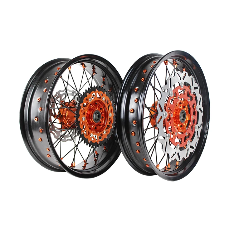 17 Inch Super Motard wheels with Titanium rainbow Wheel hubs for KTM EXC SXF 250
