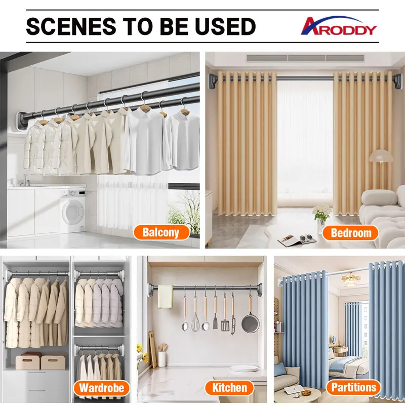 ARODDY Modern Chinese Design 40cm Short Window Door Rod Poles 32mm Metal Curtain Rod Wholesale for Rental House Thickened