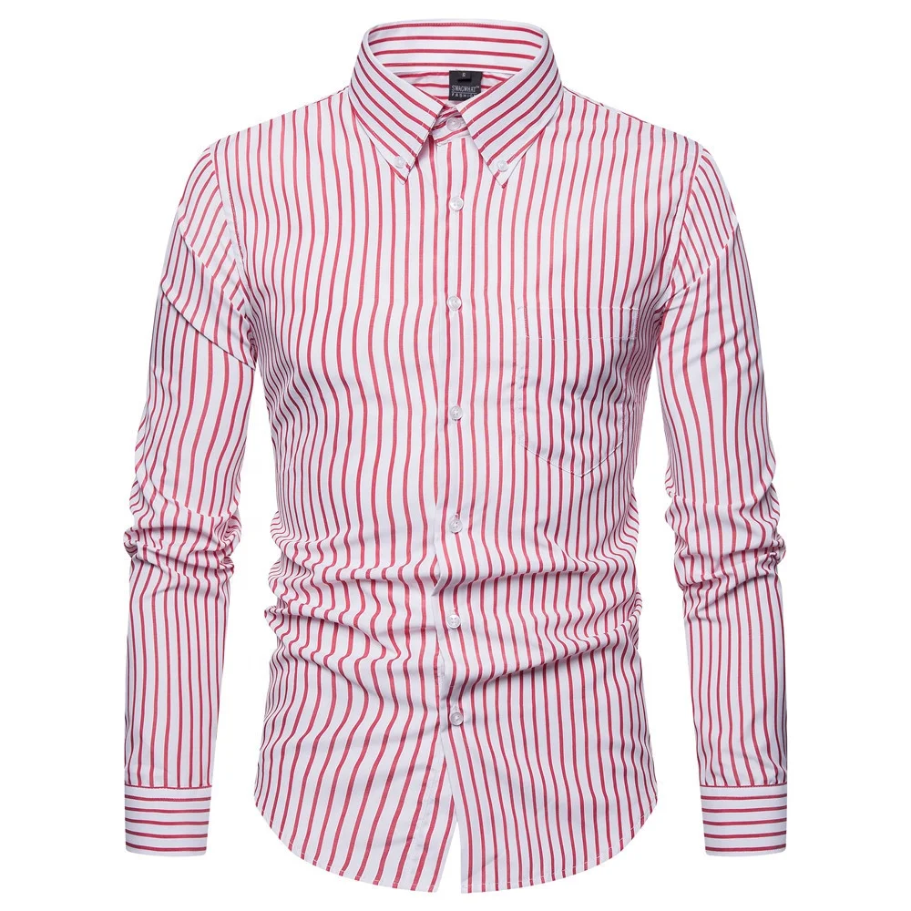 high quality 100% cotton classic spring colorful striped blank long sleeve casual office formal shirt for men