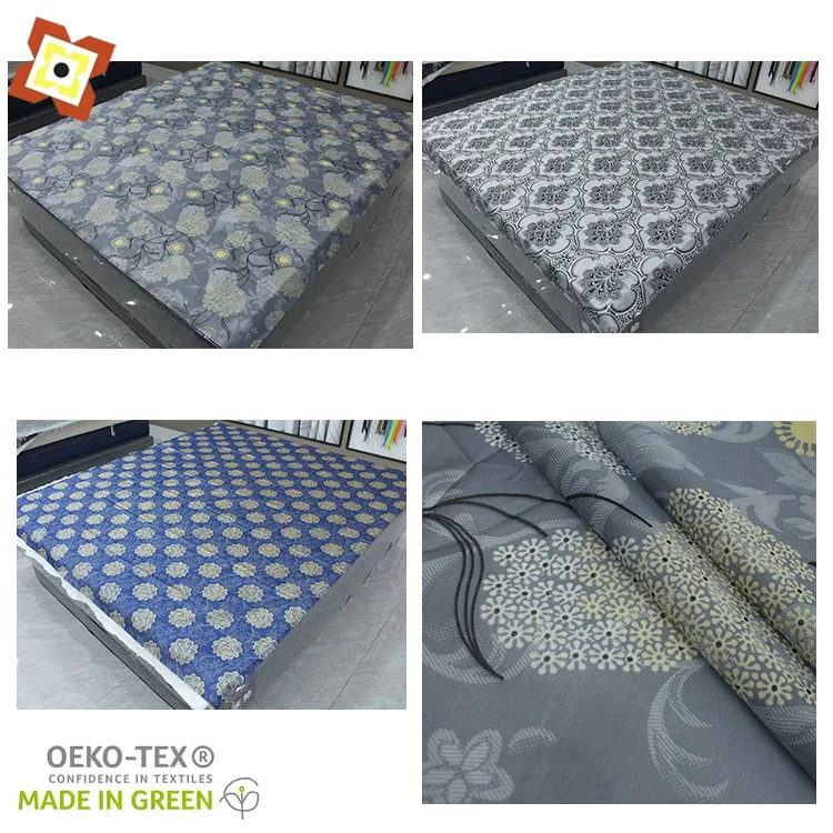 Polyester Printed Cheap Mattress Cover Fabric Chemical Fiber Fabric Palm Mattress Fabric 100% Polyester Fiber Printing
