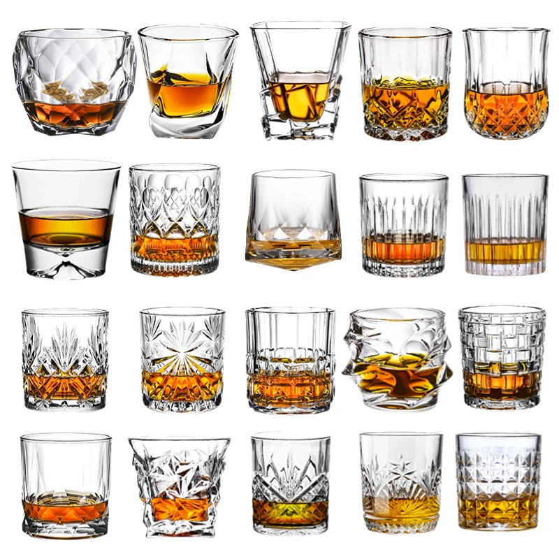 Wholesale old fashioned whiskey drinking glasses cup luxury diamond liquor glassware crystal whisky glass for bar