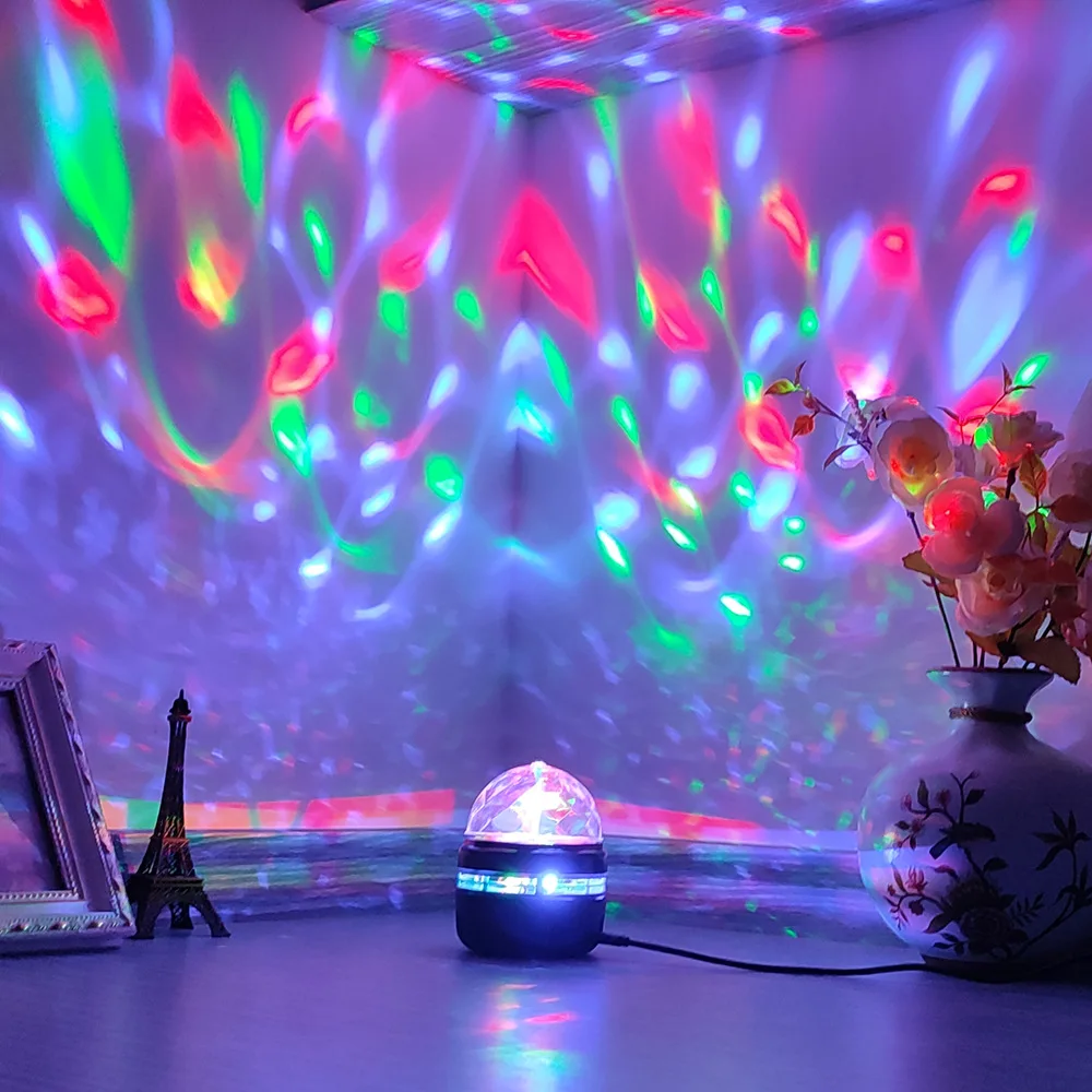 Light Ball Party Color LED 7 Color Portable Rotating Sound Activated Led Strobe Activator Lights Usb Disco Bulb