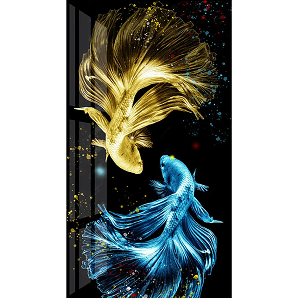 
Wholesale Full Round Drill Koi Fish Animal Paint By Numbers Cross Stitch Home Decor 5D DIY Diamond Painting 