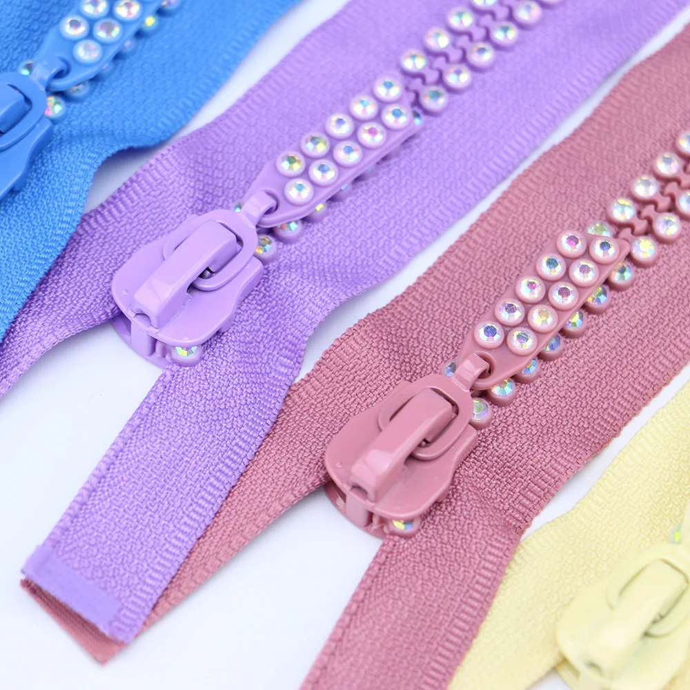 Factory Custom Fashion Rhinestone Zipper Open End Diamond Zipper for Clothing