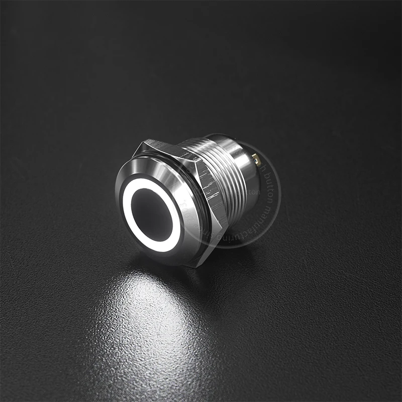 new product short body 16mm waterproof push buttons stainless steel latching switch IP67 with led