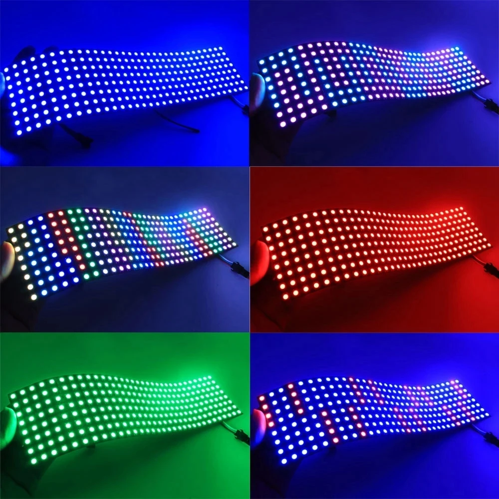 Built-IC Beads Strip Light Point Array 8*32/16*16/8*8 RGB Flex Panel Pixel Screen APA102C/WS2812B/SK6812 Flexible LED Display