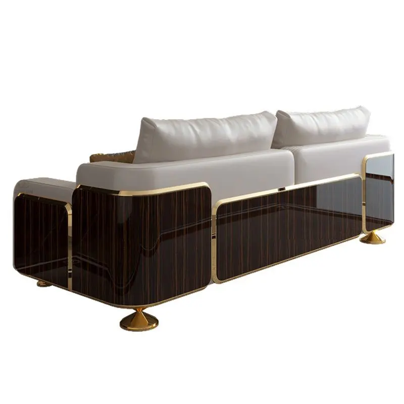 Postmodern Light Luxury Whole Leather Sand Head Layer Leather Combination High-end Luxury Living Room Furniture