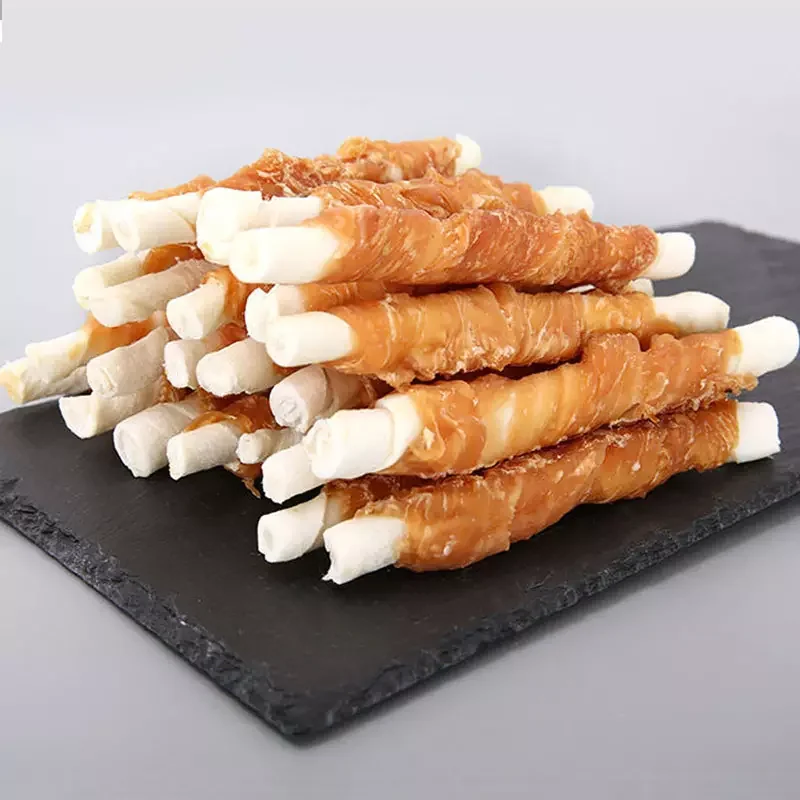 Dog Treats Chicken Wrapped Rawhide Twist Teeth Training Treats for All Dogs