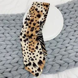 Satin Silk Narrow Two Edges Animal Print Scarves