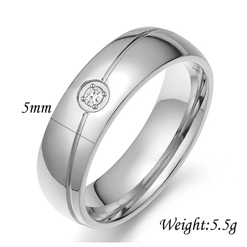 Christmas Gift Couple Round Rings Stainless Steel Fashion Wedding Bands Jewelry Accessories For Men&Women