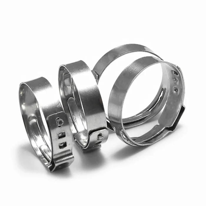 Stainless steel pipe fitting SS 304 single ear hose clamp stainless tube stepless clamp