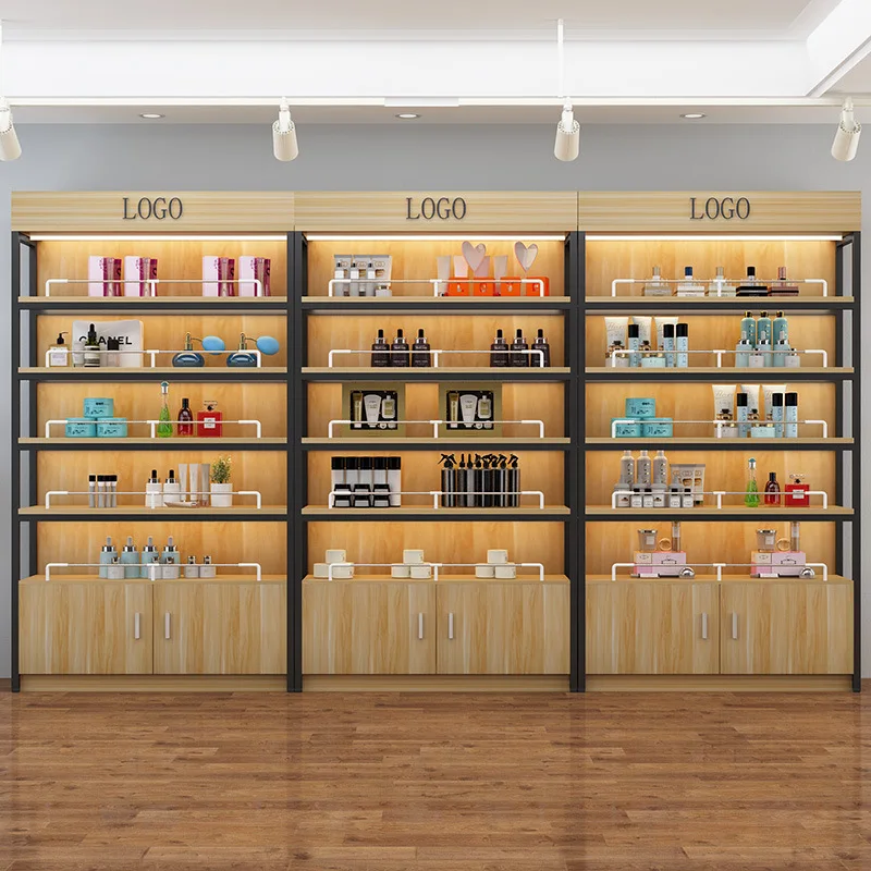 KEWAY Custom Gondola Shelving Wood Display Rack For Retail Store