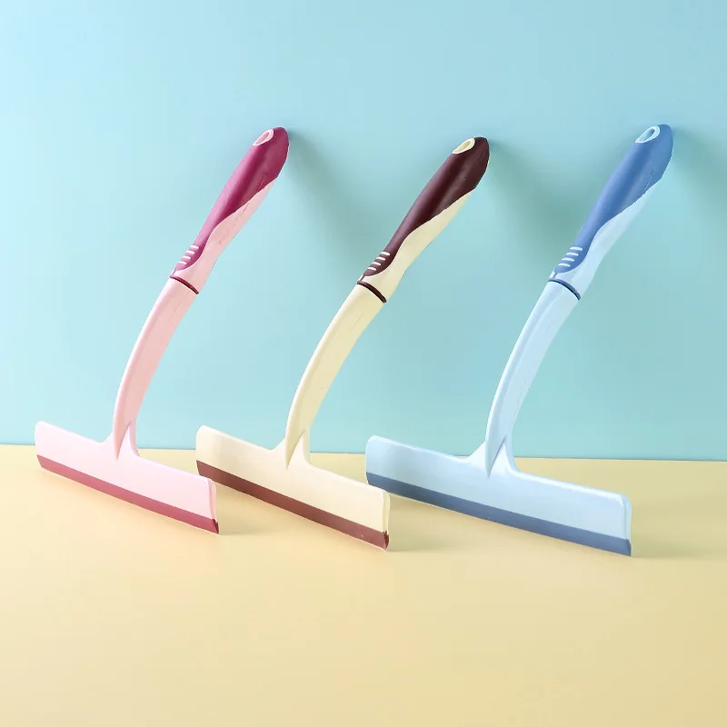 Silicone Anti-Slip Glass Wiper Cleaner Household Window Cleaning Tool with Plastic Handle for Floor and Shower Use