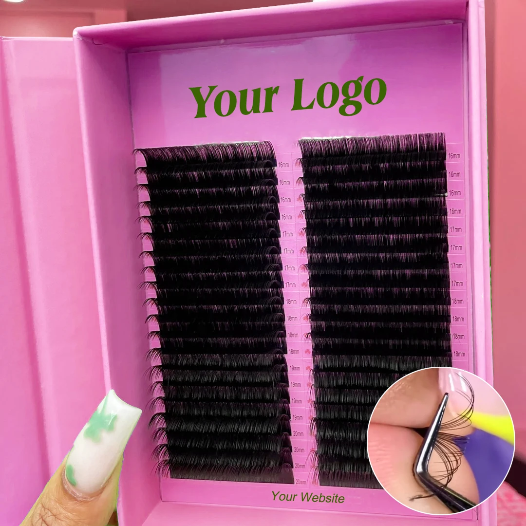 Matte Black Cashmere Eyelash Extension 6 mm Mixed Lash Tray Book Supplier Korean Pbt no Logo Lash Trays