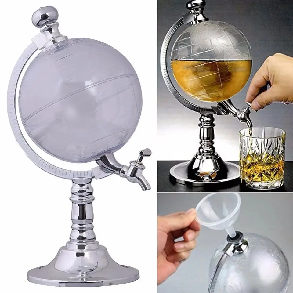 2023 New Design Stainless Steel 2000ml  Earth Beer Globe Shape Tower Dispenser