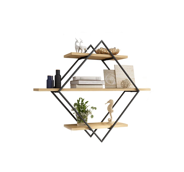 living room modern floating display Small wall mount hanging metal wood design bookcase book shelf book storage for sale