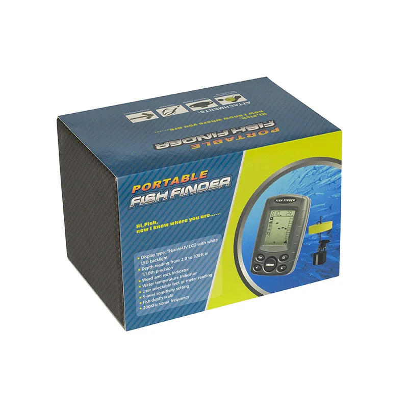 Phiradar Portable wired Fish Finder Ice Fishing Sonar Sounder Alarm Transducer Fishfinder 0.6-100m Fishing Echo Sounder