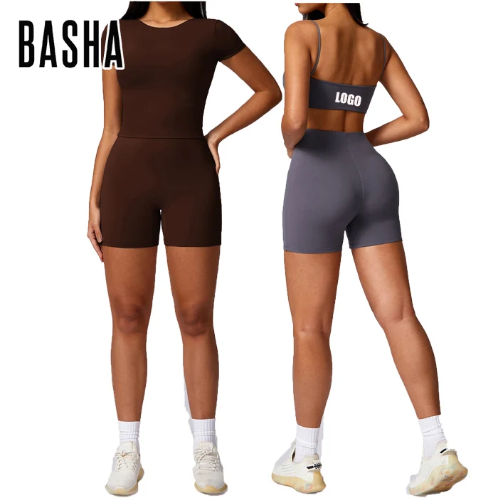 BASHAsports High quality Tight and beautiful back yoga suit brushed casual running fitness and sports set for women
