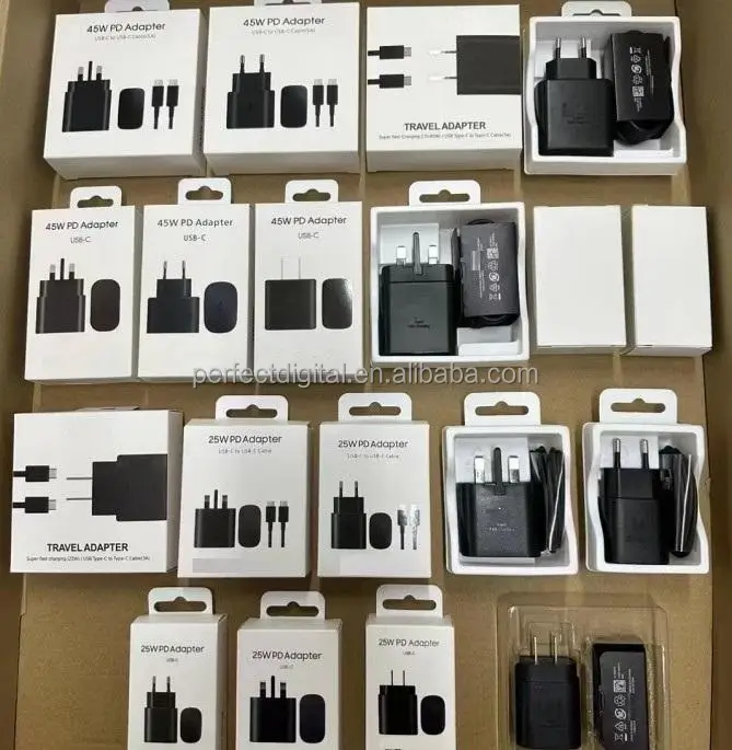 Original Fast Charging PD 45W travel adapter Super Fast Type C Chargers for Samsung S21 Plus S22 TA800 TA845 USB-C Power Adaptor