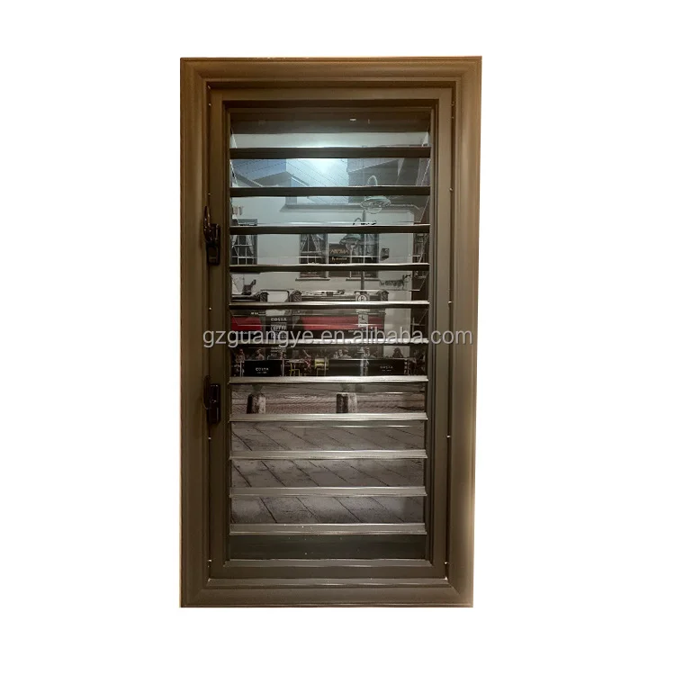 Jalousie Window Aluminum Frame Manual Tempered Glass Shutter Louver Window